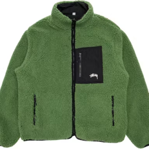 Omkeerbare Stussy 8 Ball Sherpa Jas Groen