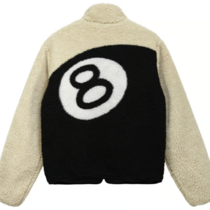 Stussy 8 Ball Sherpa omkeerbaar jack – crèmewit