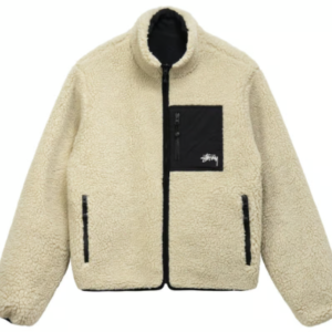 Stussy 8 Ball Sherpa omkeerbaar jack – crèmewit